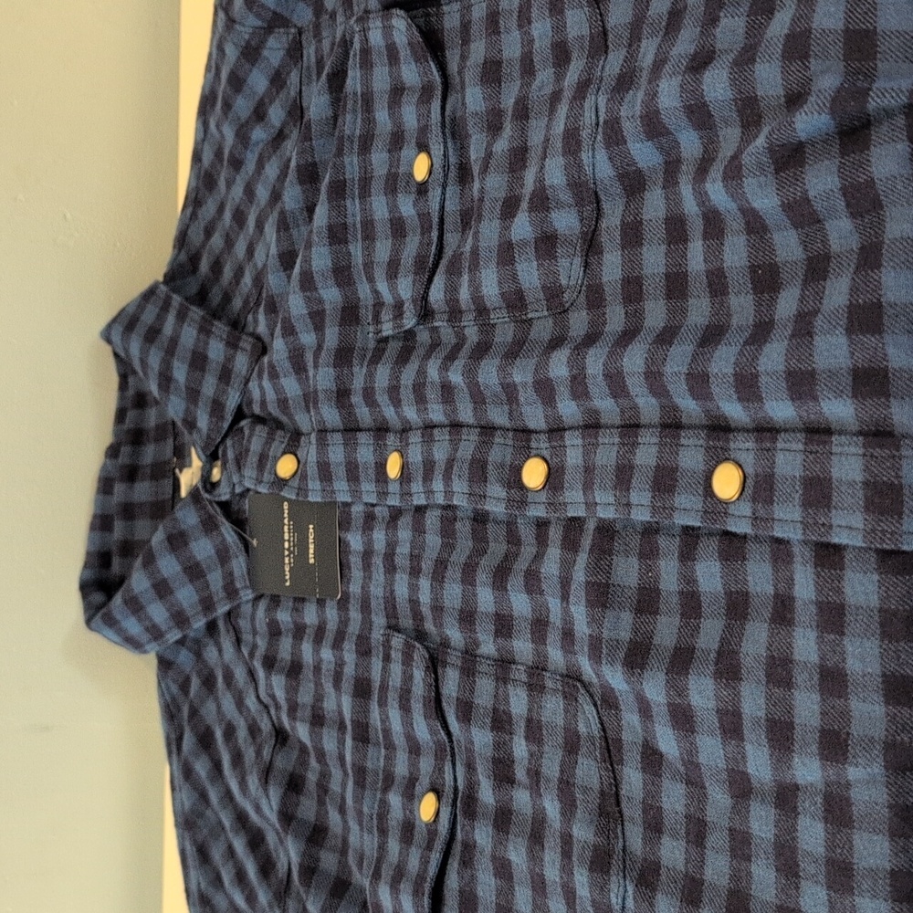 Lucky Brand Men's S Saturday Stretch Western Style Snap Button Plaid Shirt NWT - Picture 6 of 16